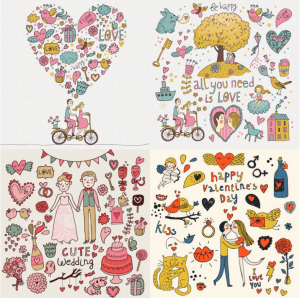 vector dibujos boda amor